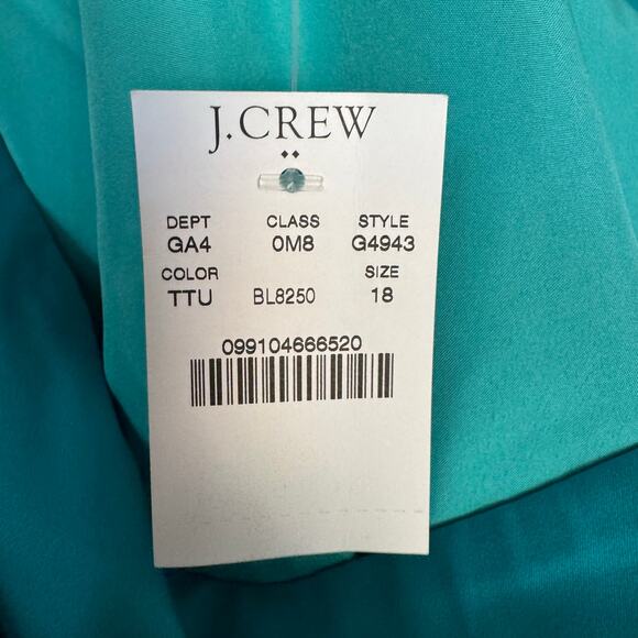 J. Crew Factory One Shoulder Teal Dress 18 NWT Cocktail Wedding Guest Event - Picture 8 of 9